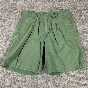 VTG Gitano Mens Shorts 34 Green Ramie Cotton Relaxed Pleated Pockets 90s